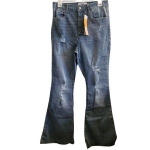 NWT Refuge Denim Flare High-rise Distressed Light Wash Size 11